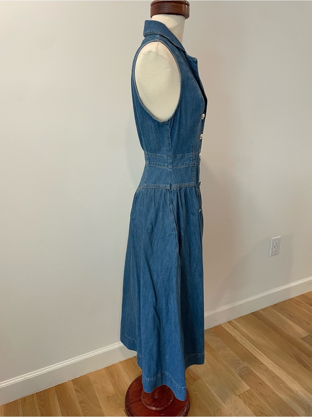 Reformation Sleeveless Denim Midi Dress in Blue - Picture 4 of 5